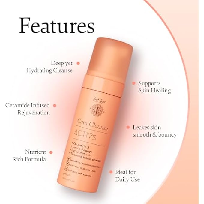 Indulgeo ESSENTIALS CERA CLEANSE - CERAMIDE FOAMING FACE WASH, 150ML - FOR ALL SKIN TYPES | 100% ORGANIC, HAND MADE CERAMIDE FACE WASH - Image 4